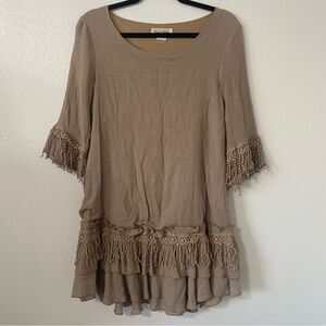 Lady Noiz Lagenlook Fairycore Fairy Grunge Ruffle Fringe Tunic Top Small